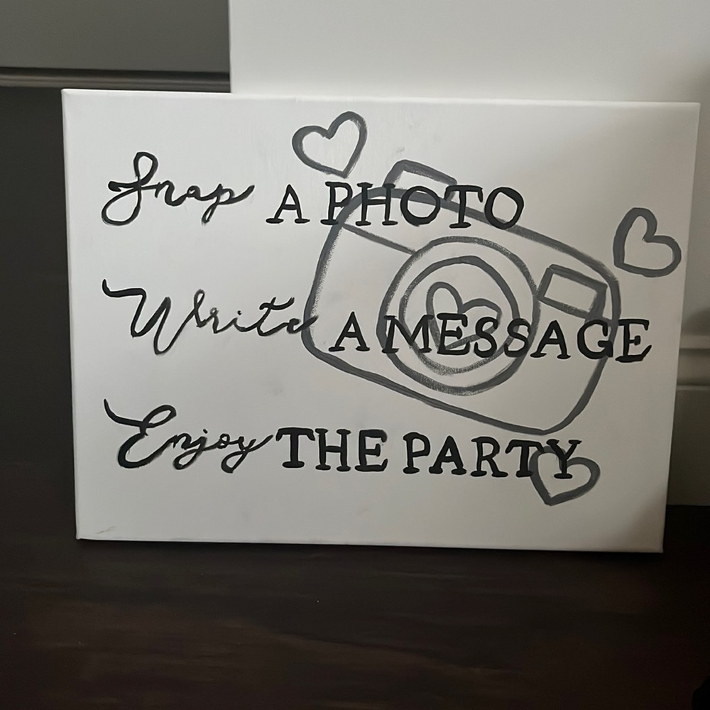 Canvas hand painted for a Polaroid guest book